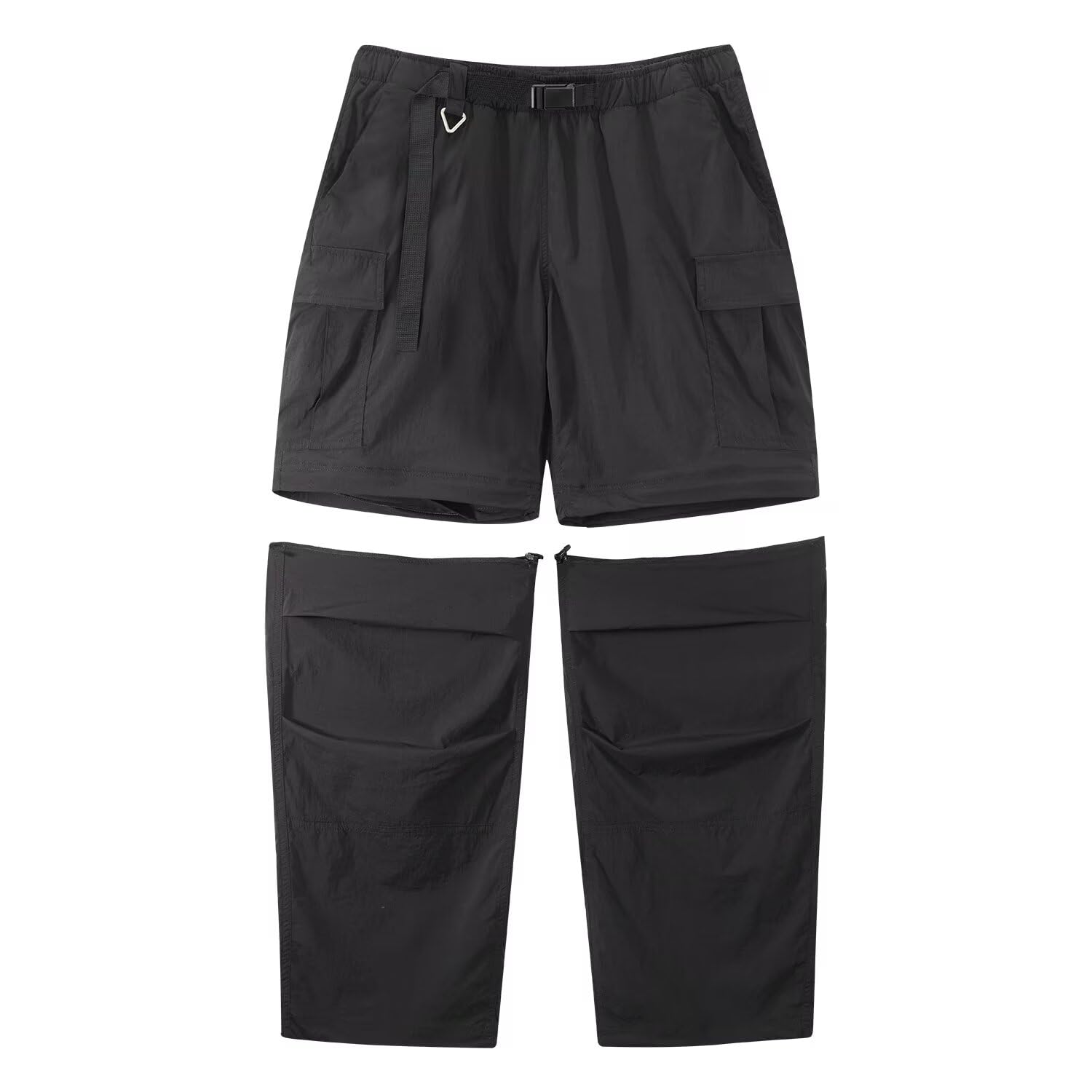 FLYGAGA Pantalones de senderismo para mujer, con cremallera, desmontables, pantalones cortos de verano con cinturón, ligeros, de secado rápido, transpirables, pantalones de trekking, pantalones