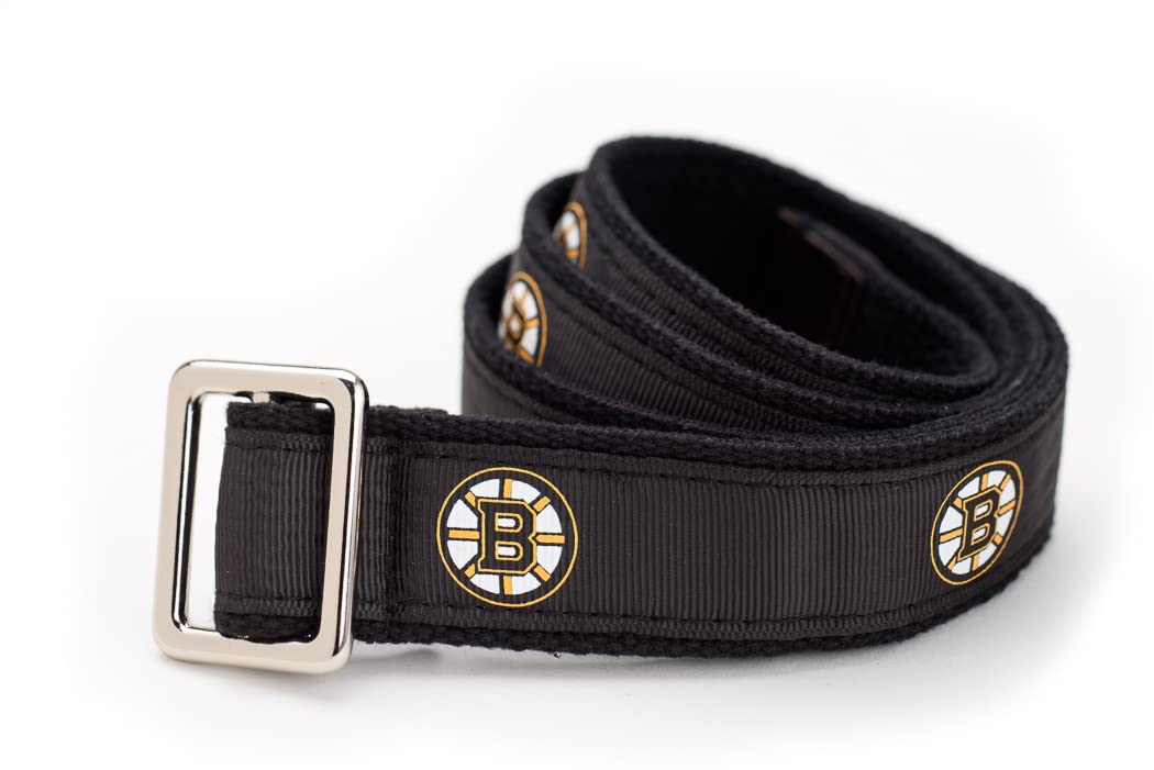 GELLS Boston Bruins NHL Hockey Belt Officially Licensed With Nickel Finished Brass Buckle And Logo Tin Adult Size Large