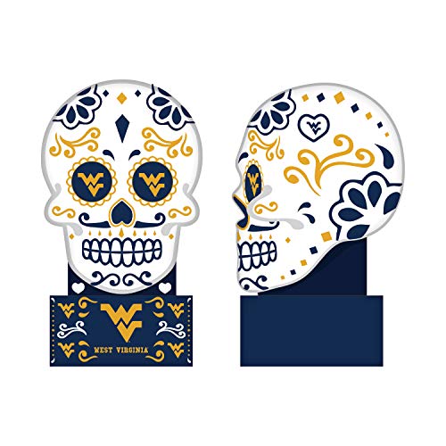 Team Sports America Officially Licensed NCAA Fan Gear West Virginia University, Sugar Skull Statue Sports Accessories and Gift for Home Office and Fan Cave