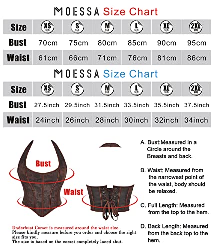 Moessa Women's Women's Sexy Halter Corset Tops Vintage Lace Up Backless Boned Bustier Bodyshaper Crop Tops 972-Coffee Brown-Xs #TOP6