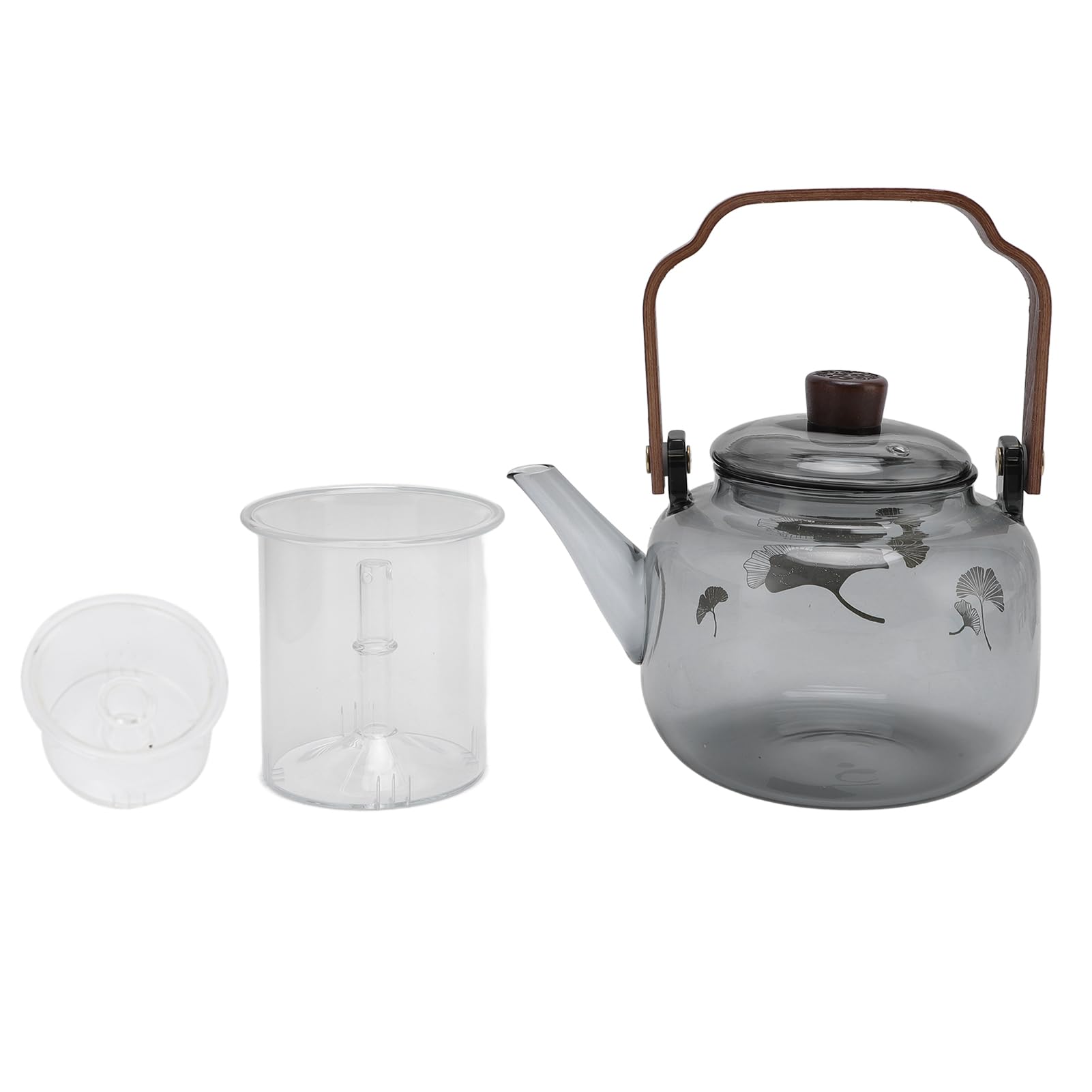Théière en verre borosilicate Pilipane 900 ml avec infuseur et poignée bois