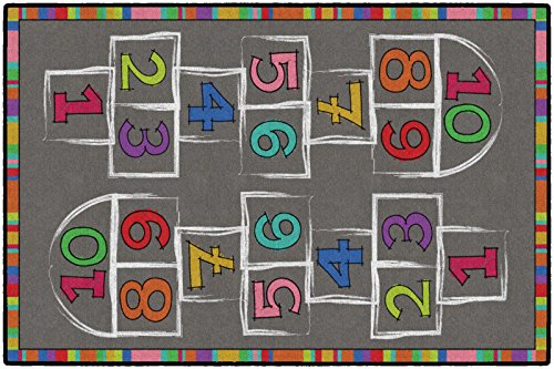 Flagship Carpets Hopscotch Rainbow Numbers Activity Area Rug for Children's Classroom or Home Learning Mat, Kids Room or Playroom Carpet, 4' x 6', Multicolor