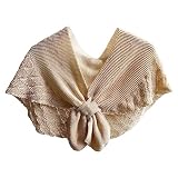 G-LIKE Damen Umschlagtuch Schultertuch Halstuch – Frühling Sommer Herbst Nackenschutz Schal Umhang Cape Gestrickt Ausgehöhlt Prominenz Stil Häkelarbeit Dekorativ für Frauen Mädchen (Beige)