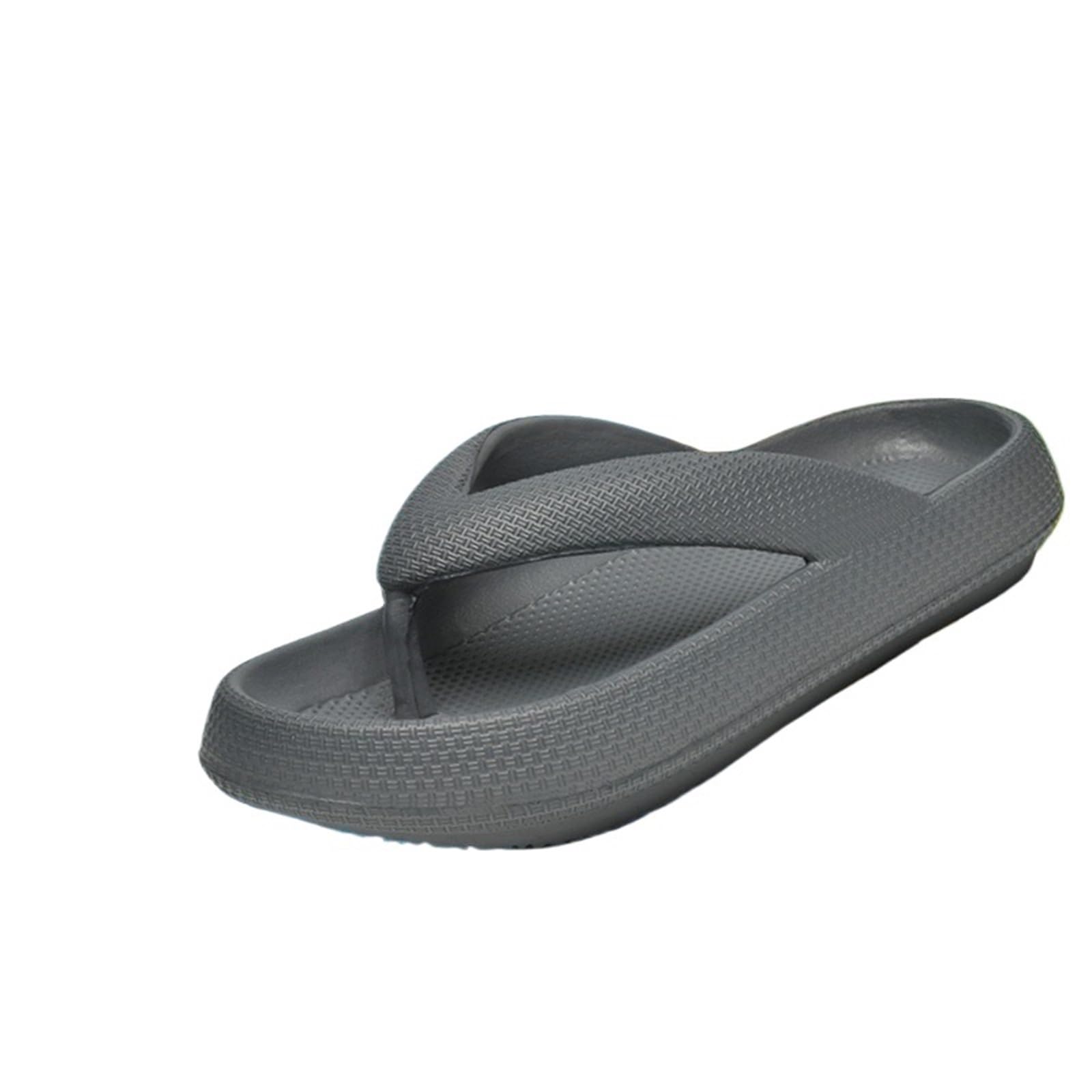ERHTGUO Ladies Lightweight Solid Color Sandals - Casual Indoor/Outdoor Couples Flip Flops, Comfortable Slip-On Beach Footwear(GRAY,44-45)