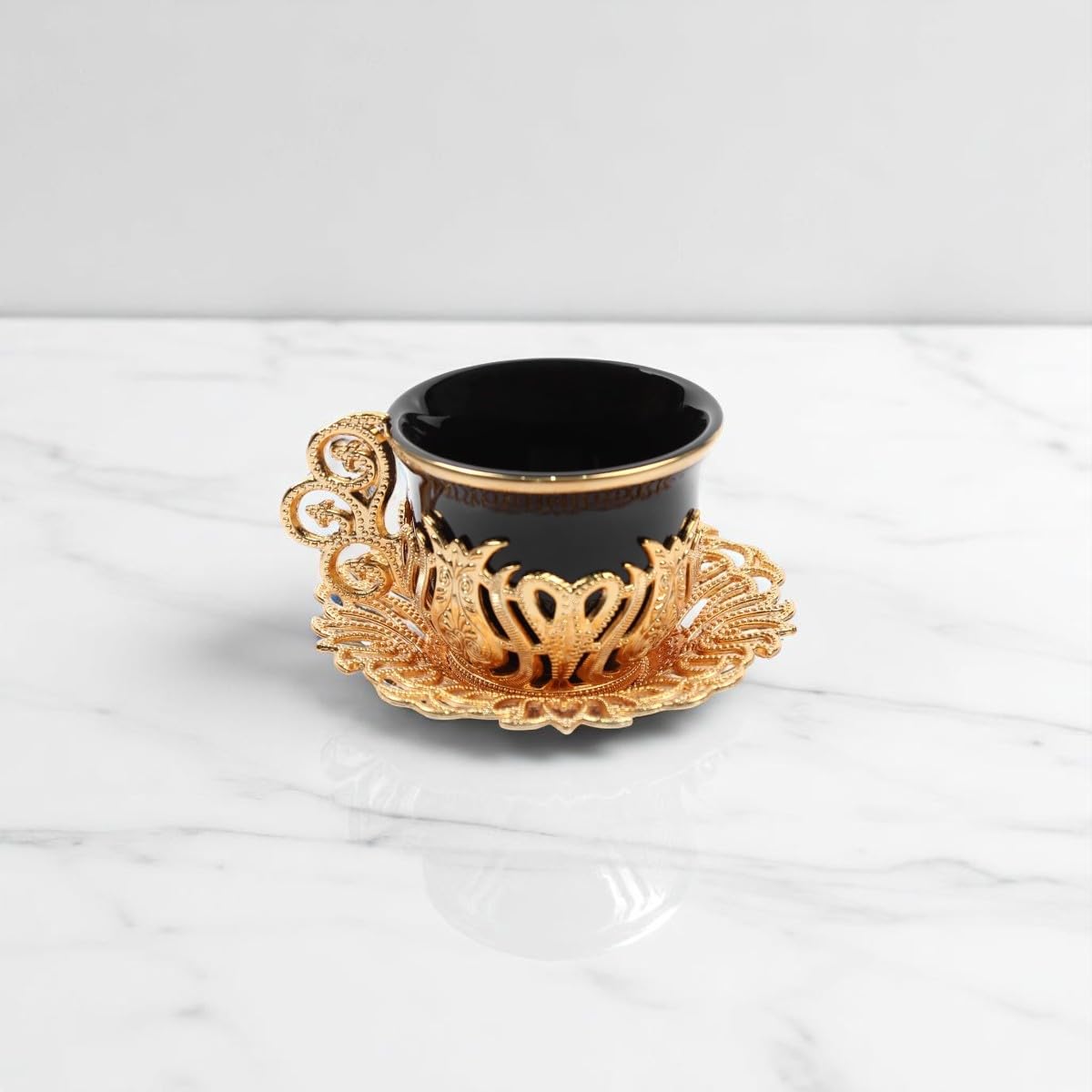 Alisveristime Türkische Kaffeetassen 12-tlg. - Schwarz Gold Porzellan