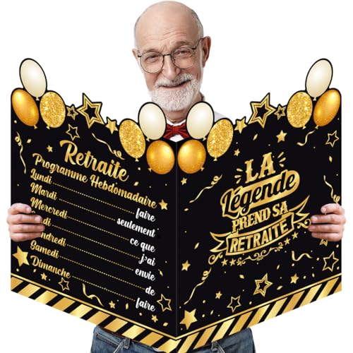 MQIAN XXL Carte Retraite Geante,Cadeau Retraite Femme Homme,Décoration Retraite,Vive La Retraite,Carte Depart Retraite,Carte Depart Collegue, Carte Retraite Homme...