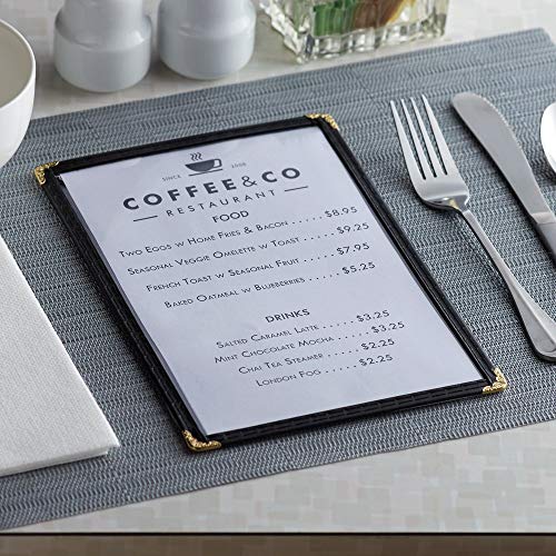 25 Pack Of Menu Covers - Single Page, Fits 8.5 X 11 Inch Paper Menu Holder Double Stitched Restaurant Menu Covers-Gold #TOP4