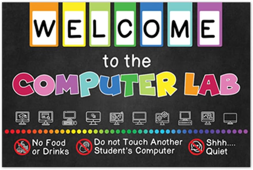 5M BOX Welcome to Computer Lab Sign Poster, 16"x24" Science Classroom, When You Enter This Lab, Computer Shortcuts, Technology No Frame