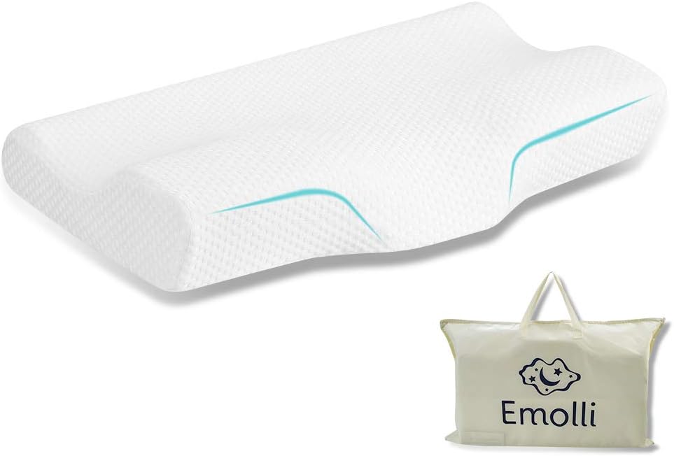 Contour Memory Foam Pillow Orthopedic Pillows for Neck Pain Ergonomic Pillow and Back Sleepers Side Sleepers & Stomach Sleepers with Pillowcase