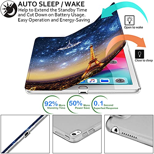 Image of DuraSafe Cases for iPad 10.5 Inch 2017 Air 3 2019 [ PRO 10.5 Air 3rd Gen ] A1701 A2152 A2123 MUUL2HN /A MUUK2HN /A MUUJ2HN /A MQDX2HN /A PrintediPad Cover Translucent Frosted Hard Back - Paris Night