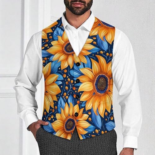 Sunflower Men's Suit Vests Business Formal Dress V-Neck Waistcoat Tops with 2 Pockets2