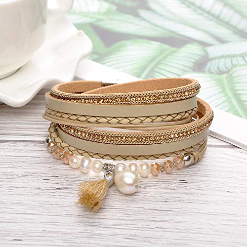 Bracelet boucle magnétique en cuir multicouche pour en finir avec les fermoirs difficiles