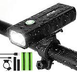 IPSXP 1000 Lumens Bike Light, USB Rechargeable LED Bicycle Front Headlight High Bright 6 Hours Mountain Road Cycling Safety Commuter Flashlight with 3 Modes, Waterproof Bike Light