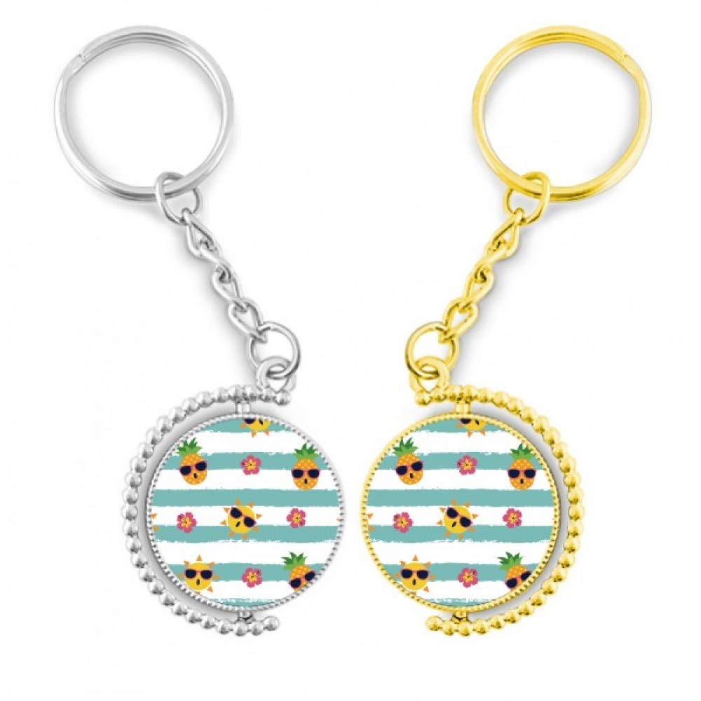 Porte-clés de la clé ananas fleur de verre cadeau idéal anneau doré - 5