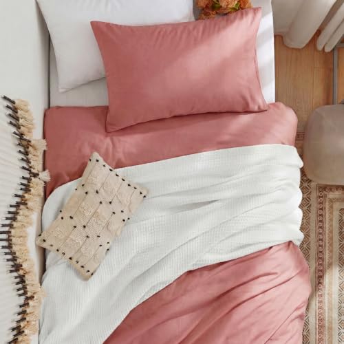 Image of Bedsure Prewashed Twin Duvet Cover, Cotton-Like Bedding Set, Clay Pink | Ultra Soft, Relaxed Texture, Twin XL Breathable Comfort, Hidden Zipper, 8 Corner Ties, Easy Care, OEKO-TEX, Year-Round Use