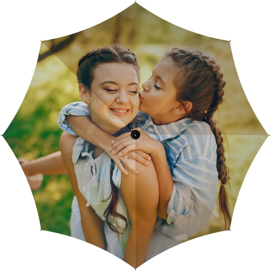 Canvas Champ Custom Umbrella with Photo & Text - Personalized Folding Umbrella for Sun, Rain & Travel