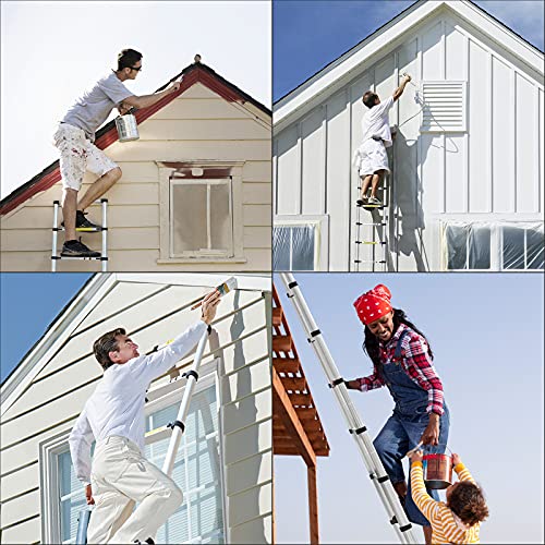 (8.5Ft/2.6M) Telescoping Ladders，En131Standards Multi-Purpose Folding Aluminum Extension Ladder #TOP6