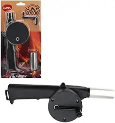 Soprador Manual para Churrasqueira e Lareira, Acendedor com Manivela, Ventilador de Carvão em Preto