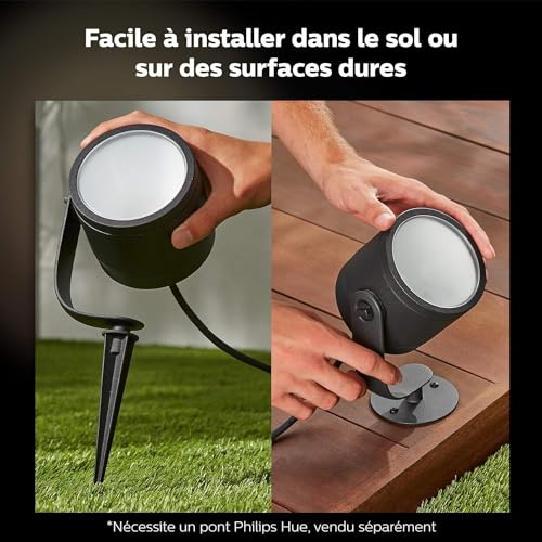 Philips Hue Lily XL WACA LV EU spike black 1x15, Spot extérieur à led, Luminaire pour éclairage extérieur