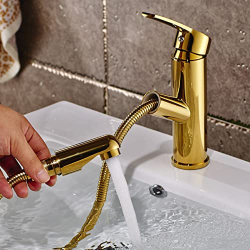 Robinet de lavabo monotrou chaud froid doré MOCHAMIK au design haut de gamme