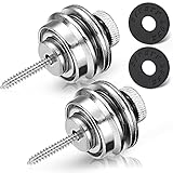 Facmogu 2PCS Silver Straplock Guitar Strap, Guitar Strap Locks and Buttons Security Quick Release Straplocks Strap Parts, Guitar Strap Locks Set for Quick Release Straplocks Strap Retainer System