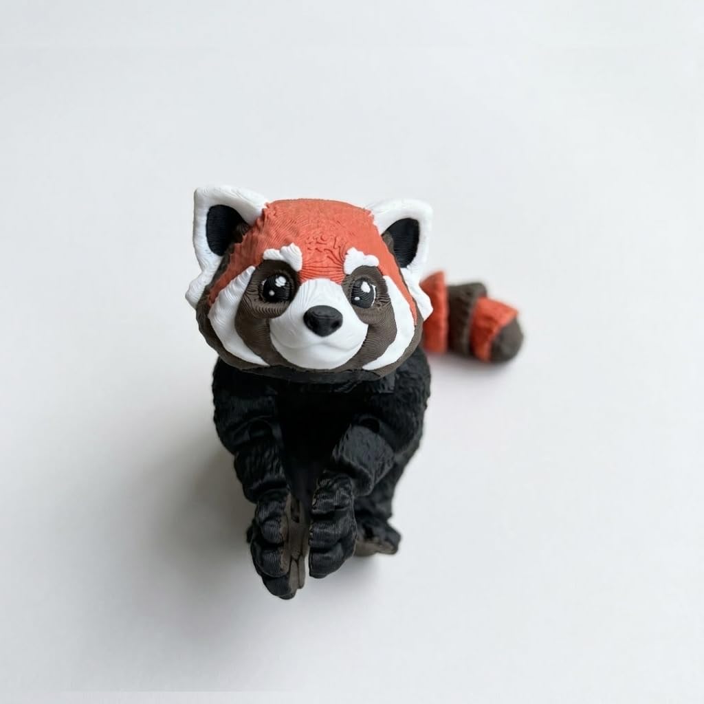 3D Printed Articulated Red Panda Figurine | Flexible Posable Collectible Animal Sculpture | Cute Desk Buddy Fidget for Stress Relief | Handmade Decor Gift