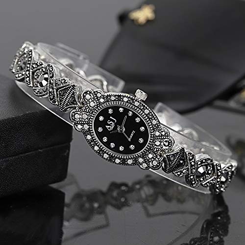 Clastyle CWT0002 Retro Black Bracelet Watch Rhinestone Gothic Ladies Watch Oval Wrist Watches Gift thumb #1