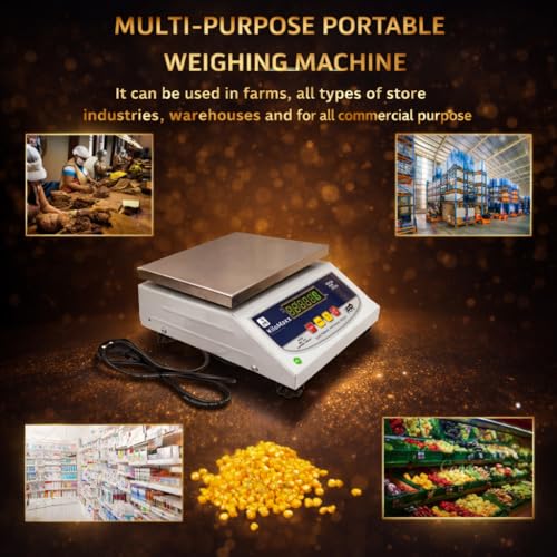 Image of KiloMaxx 30kg Electronic Weighing Scale | 1g High Accuracy | Dual Display (Front & Back) | Stainless Steel Platform | Rechargeable for Kirana, Grocery & Commercial Use