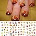 8 Sheets Fall Nail Art Stickers 3D Self-Adhesive Maple Leaf Fox and Apple Design Nail Sticker Thanksgiving Nail Decals Autumn Acrylic Nail Art Decoration Fall Nail Art Decoration for DIY French Nail