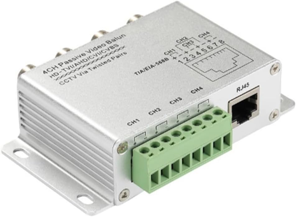 4CH Passive Video Balun for CVI AHD Cameras CCTV Via Twist Pairs UTP Video
