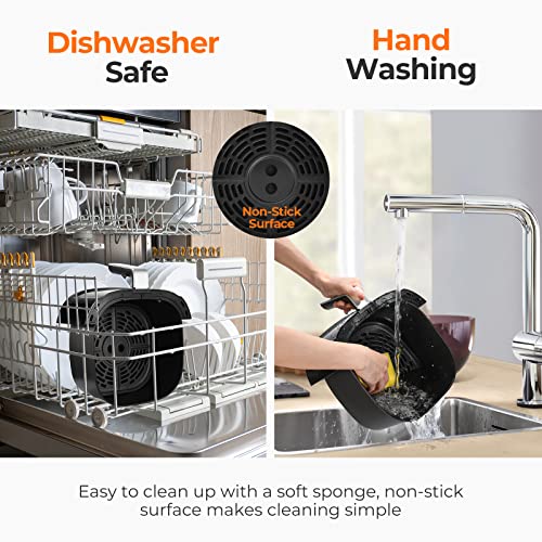 Tiastar Heißluftfritteuse 5,5L mit Digitalem LED-Touchscreen, Airfryer XXL mit einstellbare Temperatur und Timer, Heissluftfriteuse mit Antihaft Frittierkorb,1700W Schwarz – Bild 7