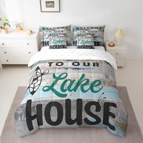 Erosebridal Rustic Boating Bedding Set Queen 7 Piece,Lake House Comforter Set wi