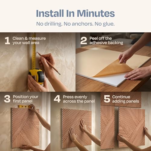 Image of XL Acoustic Wall Panels 6-Pack Decorative Acoustic Panels High Density Sound Absorbing Wall Art 70.86X47.24 Inches with Self-adhesive for Studio Home and Office - Teak Wood Finish