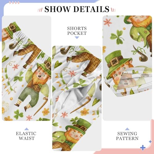 Lovely Leprechaun Clover Boys Long Pants Soft Trousers Elastic Waist Kids Lounge Bottoms with Pockets S-XL4