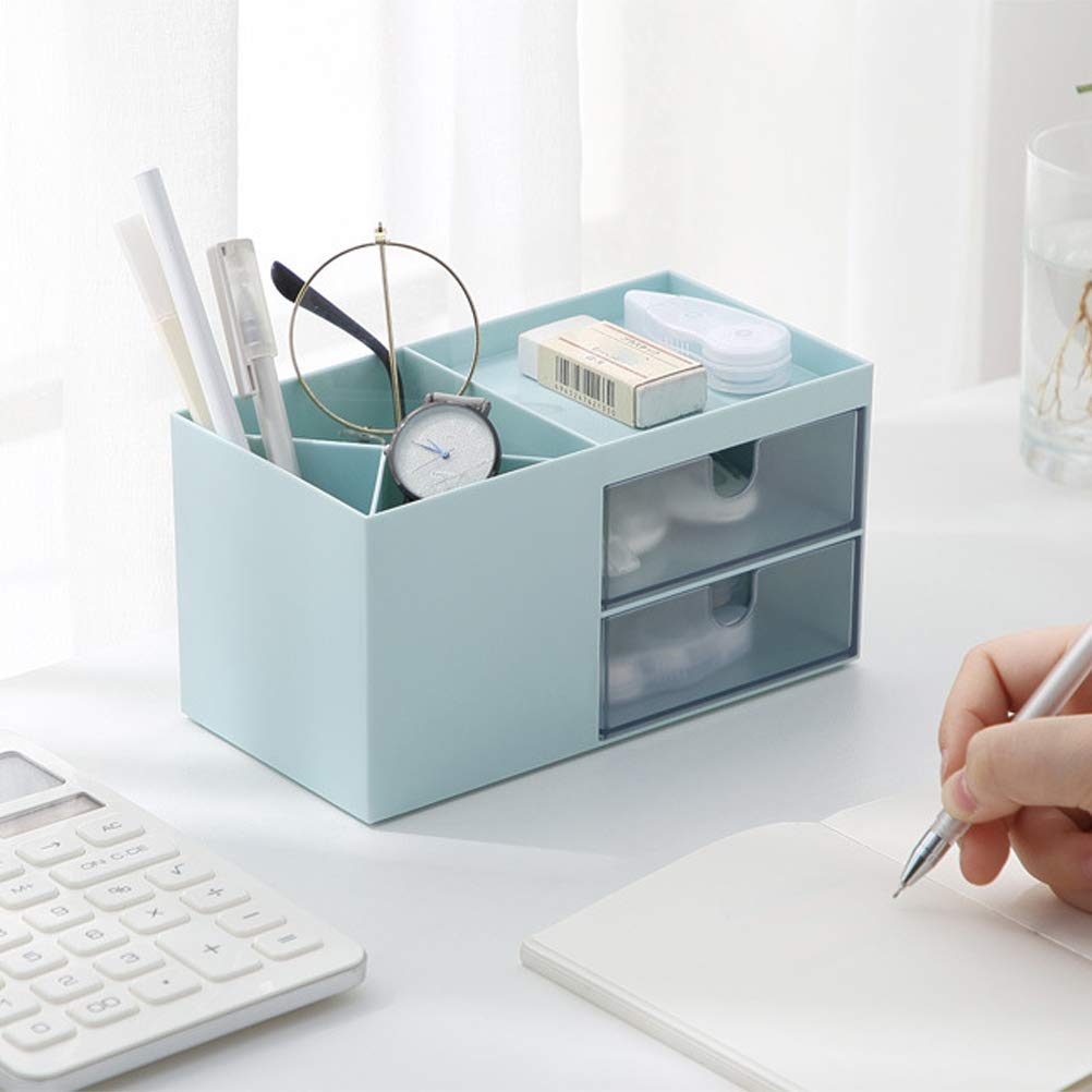 Organizador de Maquillaje cosmético con cajón Caja de Almacenamiento de cosméticos Organizador de plástico para artículos de papelería de joyería (Azul)