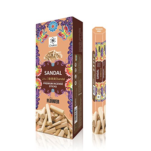 Chakra Sandal Premium Fragrance Sticks â€“ Pleasant and Peaceful Natural Incense Sticks â€“ Premium Quality Aroma Sticks - 20 Sticks Per Box - Pack of 6 Scented Oil Sticks