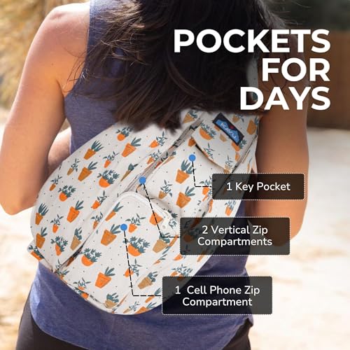 Image of KAVU Rope Sling Bag - Large Crossbody Bags for Women & Men | Hands Free, Cross Body for Travel, Hiking & Everyday Carry, with Padded Back, Adjustable Rope Strap & Cotton Canvas