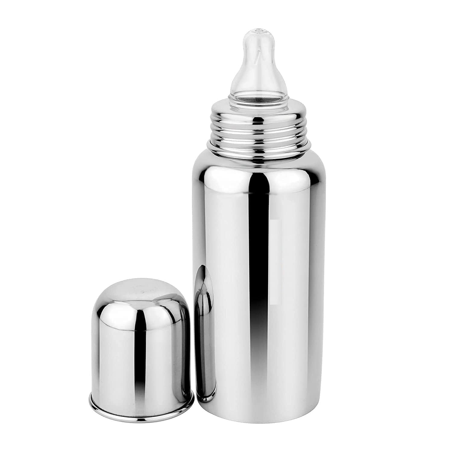 Baby Premium Steel Bottle for Milk Feeding BPA Free, 304 Grade Steel Soft Silicone pacifier, for Babies/Infants/Newborns of 0-2 Years (Silver, 240ml) Pack of-1