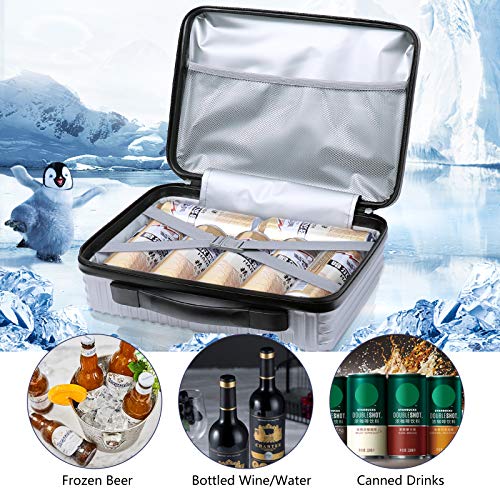 Jiesi Portable Cooler Bag, Cooler Box For Beer, Travel Cooler, Insulated Slim Cooler,Slim Iceless Cooler - Silver, Dimensions 14.2In X 9.8In X 4.7In (L X W X H) #TOP2