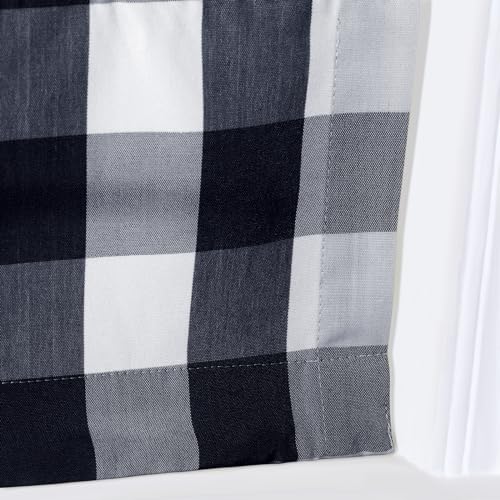 Image of TWOPAGES No Drill Cordless Buffalo Plaid Roman Shades Gingham Checkered Roman Blinds for Windows, Custom Made Room Darkening Blinds Farmhouse Shades, Black Grid, 1 Piece