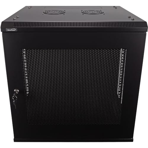 Image of NavePoint 12U Server Rack Enclosure - 17.7 inch Deep, Wall Mount Network Cabinet with Locking Perforated Door, 19 inch IT Equipment Compatible, Network Rack, Removable Side Panels, Black