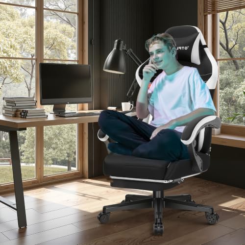 Image of GTPLAYER Big and Tall Gaming Chair 400lbs Heavy Duty Office Chair with Foot Rest, High Back Pocket Spring Ergonomic Computer Chair for Adults,Wide Comfy Seated Cushion with Linkage Armrests,Dark Black