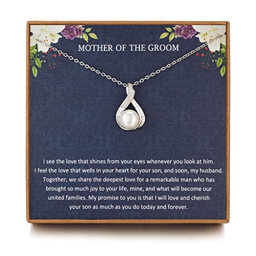 Mother of the Groom Gifts from Bride, Sterling Silver Pearl Pendant for Mother of the Groom Necklace from Bride, Wedding Gifts for Groom Gift, Thank You Gift, Mom Birthday Gifts