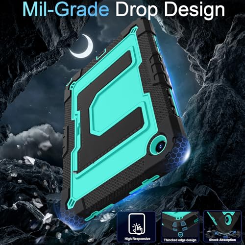 Image of for Samsung Galaxy Tab A11 Plus /A9+ 11-Inch Galaxy Tab A11 Plus Case,Heavy Duty Shockproof Rugged High-Impact Protective Cover for Tab A11+ Tablet,Black Mint
