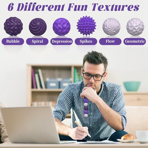 Silicone Magnetic Balls, Fidget Toys for Adults &amp; Teens, 6PCS Stress Balls Sensory Toy, Quiet Magnet Desk Fidgets with Textured, ADHD Anxiety Relief Items, Fun Stocking Suffers Gifts (Purple)
