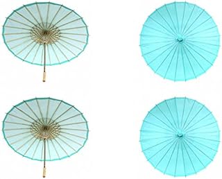 Koyal Wholesale 32-Inch Paper Parasol, 4-Pack Umbrella for Wedding, Bridesmaids, Party Favors, Summer Sun Shade (4, Diamond Blue)