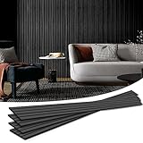 Art3d 4-Piece Wood Slat Acoustic Panels for Stylish Decor and Noise Reduction, 3D Textured Panel for Ceiling and Wall, Matte Black