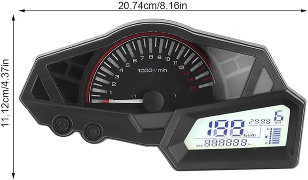 Motorcycle Speedometer LCD Motorcycle Odometer Speed Fuel Gauge Low Oil Level Indicator Flashing Alarm Meter for Ninja 300