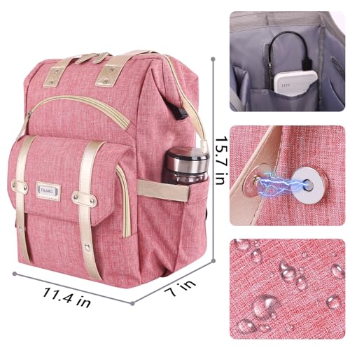 FuisDiL Backpack Womens 15.6 Inch Water Resistant Laptop Backpacks for Women with USB Charging Port & RFID Blocking Anti Theft Pockets, Computer Backpack for Women,Pink - Image 6