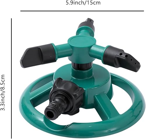 Miniatura 4 de Aspersor de césped de base redonda de 360, rociador giratorio ajustable para patio, riego de jardín con patrones de pulverización eficientes en agua